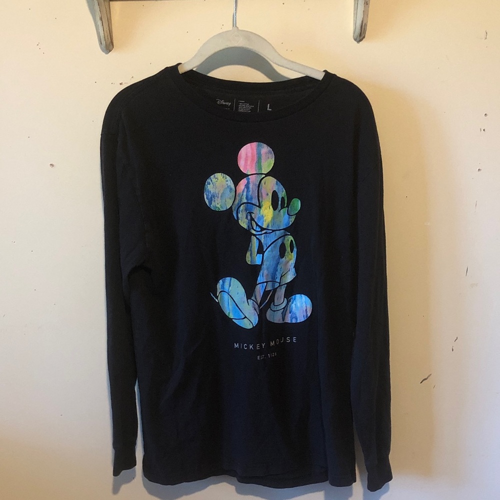Disney Black Long Sleeve Tee with Multicolor Mickey